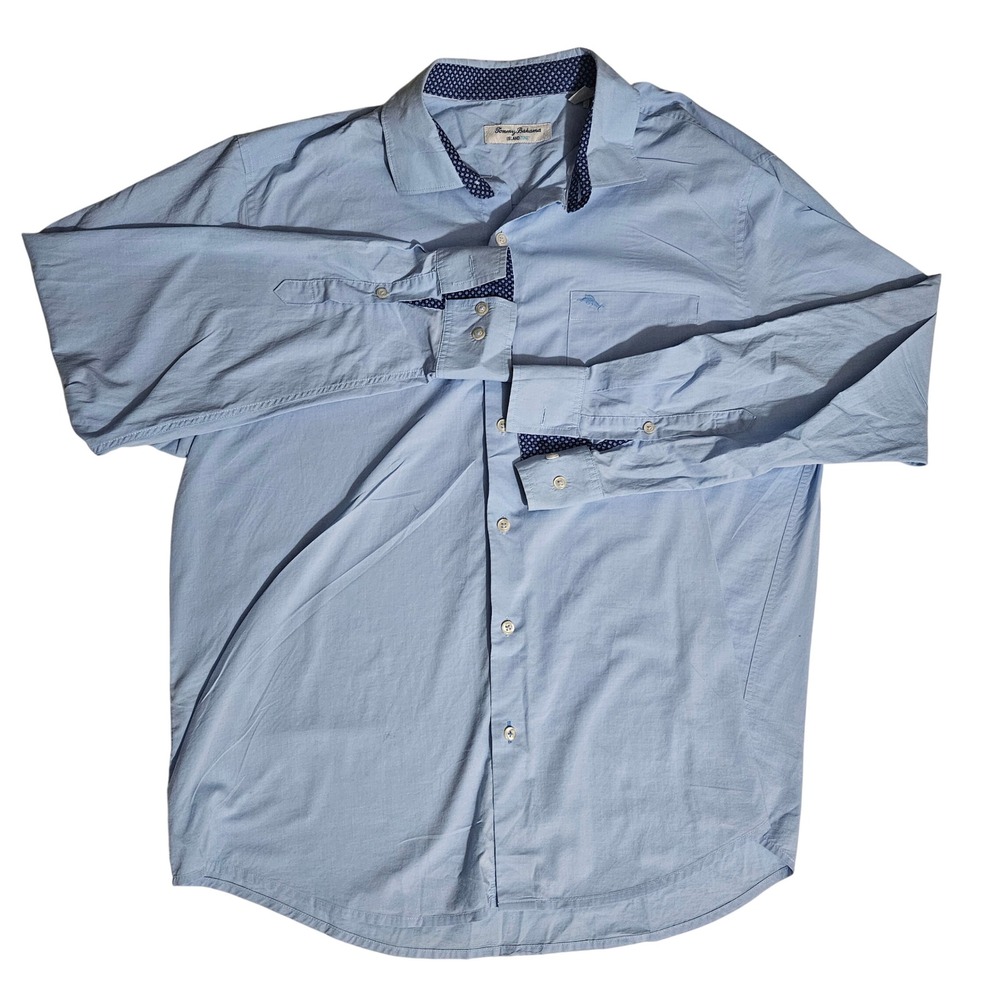 Tommy Bahama IslandZone Mens Large Light Blue Long Sleeve Button Down Shirt